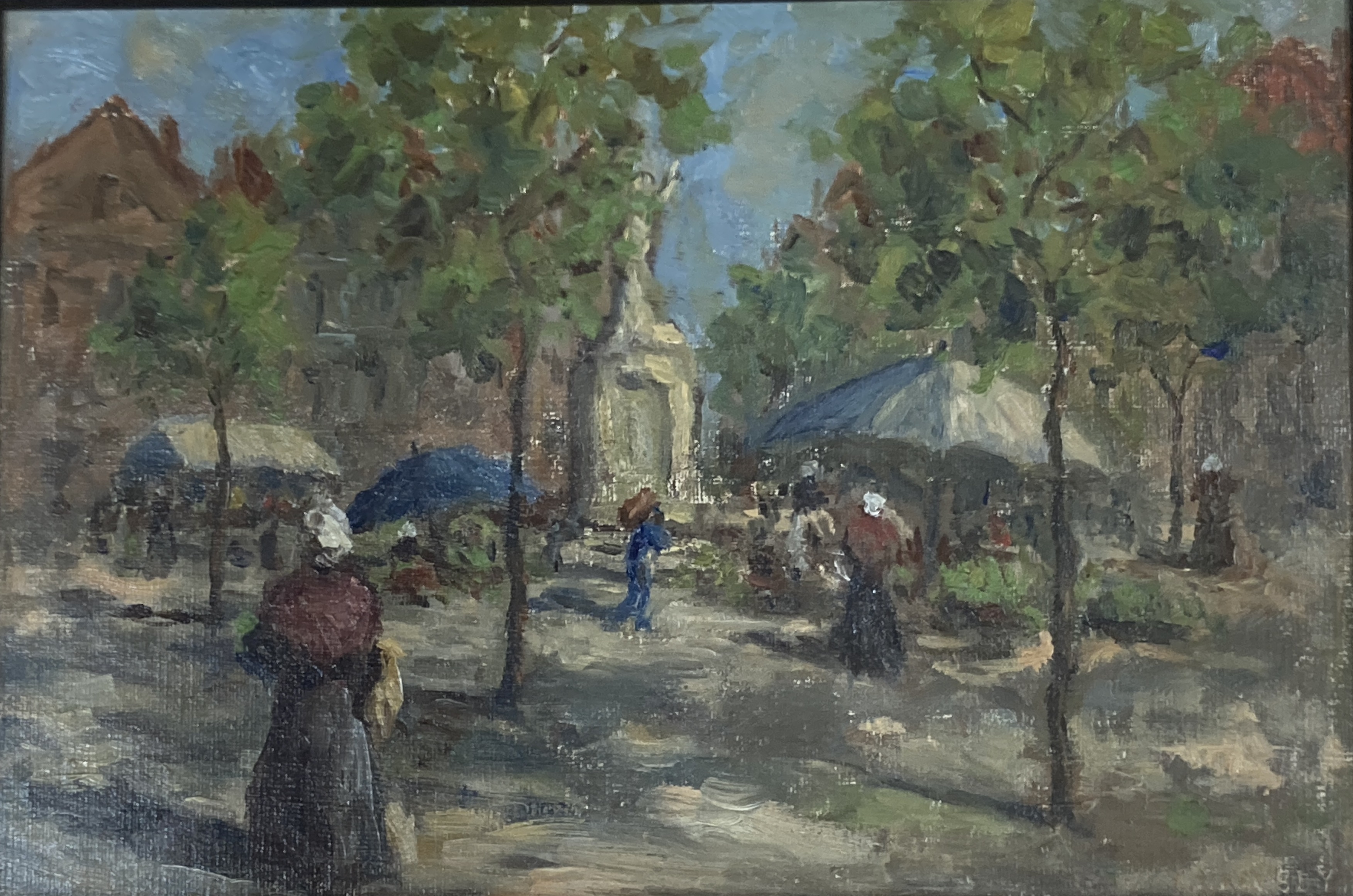 Charles J. Kelsey (1870-1960), oil on board, Market scene, signed, 20 x 30cm